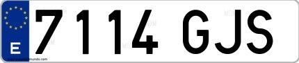 Ejemplo de matrícula española 7114 GJS