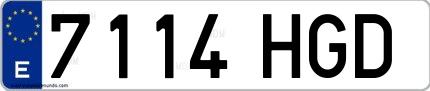 Ejemplo de matrícula española 7114 HGD