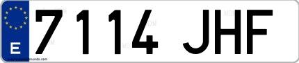 Ejemplo de matrícula española 7114 JHF