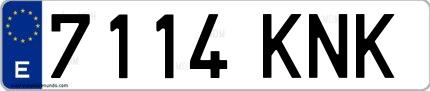 Ejemplo de matrícula española 7114 KNK