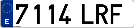 Ejemplo de matrícula de coche ordinaria 7114 LRF