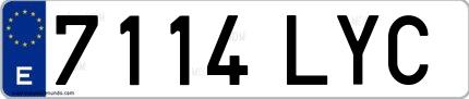 Ejemplo de matrícula española 7114 LYC