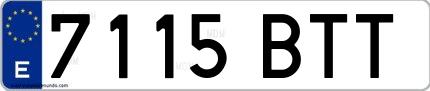 Ejemplo de matrícula española 7115 BTT