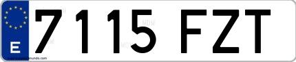 Ejemplo de matrícula española 7115 FZT