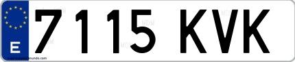 Ejemplo de matrícula española 7115 KVK
