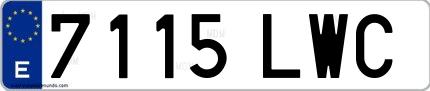 Ejemplo de matrícula española 7115 LWC