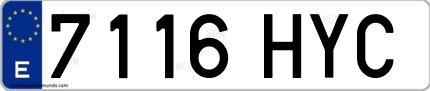 Ejemplo de matrícula española 7116 HYC
