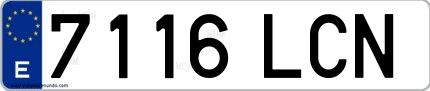 Ejemplo de matrícula española 7116 LCN