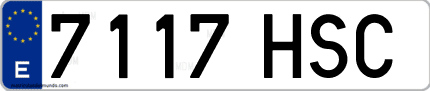 Ejemplo de matrícula de coche ordinaria 7117 HSC