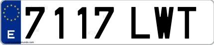 Ejemplo de matrícula española 7117 LWT