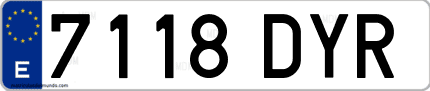 Ejemplo de matrícula de coche ordinaria 7118 DYR