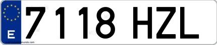 Ejemplo de matrícula española 7118 HZL