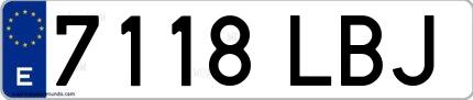 Ejemplo de matrícula española 7118 LBJ