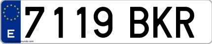 Ejemplo de matrícula española 7119 BKR
