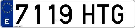 Ejemplo de matrícula española 7119 HTG