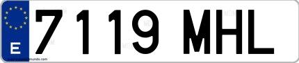 Ejemplo de matrícula española 7119 MHL