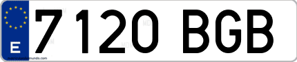 Ejemplo de matrícula de coche ordinaria 7120 BGB