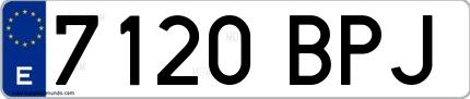 Ejemplo de matrícula española 7120 BPJ