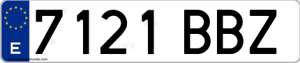 Ejemplo de matrícula de coche ordinaria 7121 BBZ