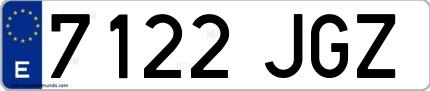 Ejemplo de matrícula española 7122 JGZ