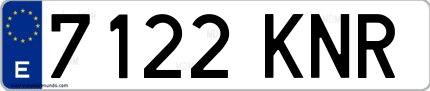 Ejemplo de matrícula española 7122 KNR
