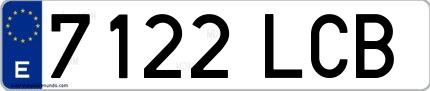 Ejemplo de matrícula española 7122 LCB