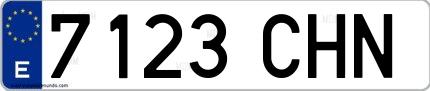 Ejemplo de matrícula española 7123 CHN