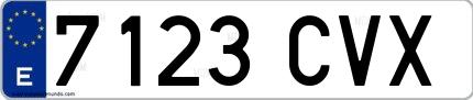 Ejemplo de matrícula española 7123 CVX