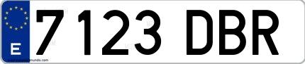Ejemplo de matrícula española 7123 DBR