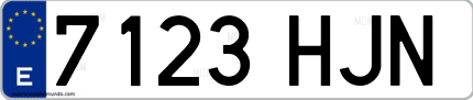 Ejemplo de matrícula de coche ordinaria 7123 HJN