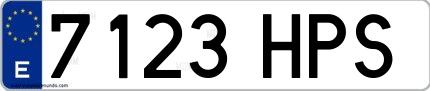 Ejemplo de matrícula española 7123 HPS