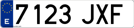 Ejemplo de matrícula de coche ordinaria 7123 JXF