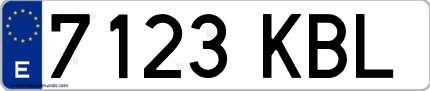 Ejemplo de matrícula de coche ordinaria 7123 KBL