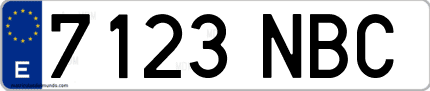 Ejemplo de matrícula de coche ordinaria 7123 NBC