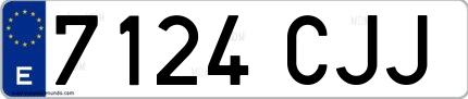 Ejemplo de matrícula española 7124 CJJ