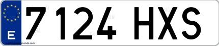 Ejemplo de matrícula española 7124 HXS