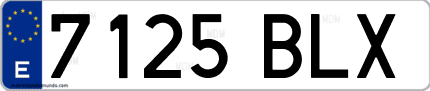 Ejemplo de matrícula de coche ordinaria 7125 BLX