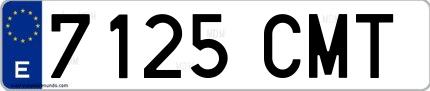 Ejemplo de matrícula española 7125 CMT