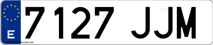 Ejemplo de matrícula de coche ordinaria 7127 JJM