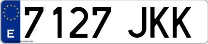 Ejemplo de matrícula española 7127 JKK