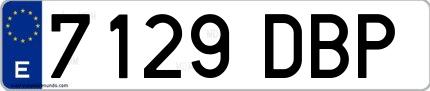 Ejemplo de matrícula española 7129 DBP
