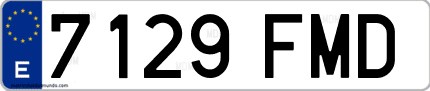 Ejemplo de matrícula de coche ordinaria 7129 FMD