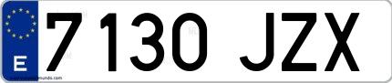 Ejemplo de matrícula española 7130 JZX