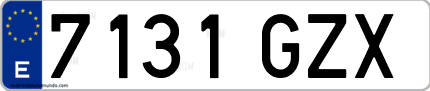 Ejemplo de matrícula de coche ordinaria 7131 GZX