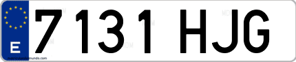 Ejemplo de matrícula de coche ordinaria 7131 HJG