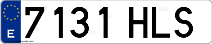 Ejemplo de matrícula de coche ordinaria 7131 HLS