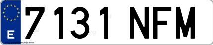 Ejemplo de matrícula española 7131 NFM