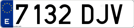 Ejemplo de matrícula de coche ordinaria 7132 DJV