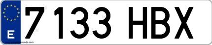 Ejemplo de matrícula española 7133 HBX