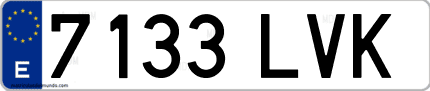 Ejemplo de matrícula de coche ordinaria 7133 LVK